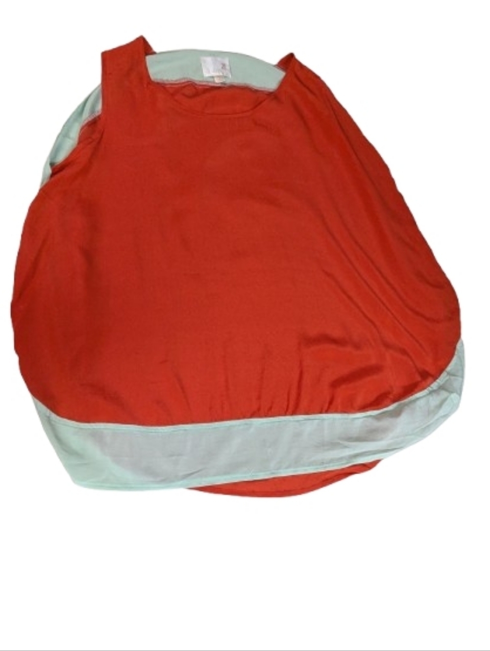 Line & Dot 100% Silk Colorblock Blouse Orange Mint Asymmetrical Tank Top Med